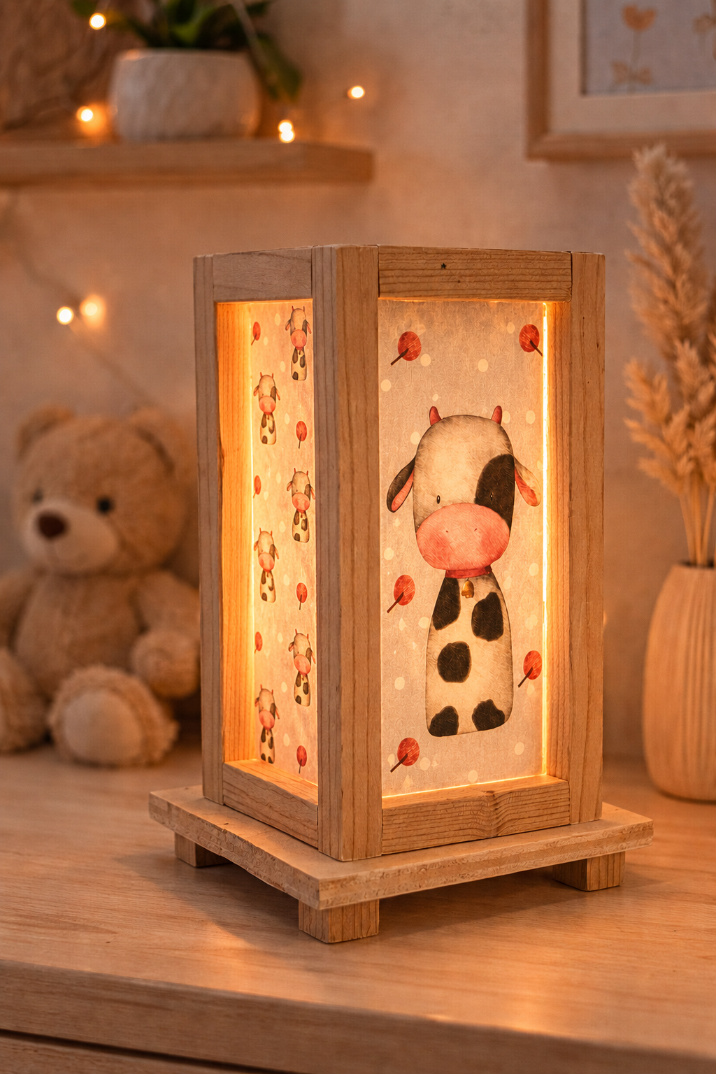 Lampada in legno Animali della Fattoria