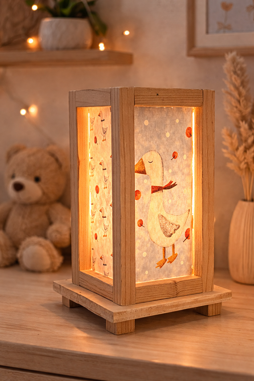 Lampada in legno Animali della Fattoria