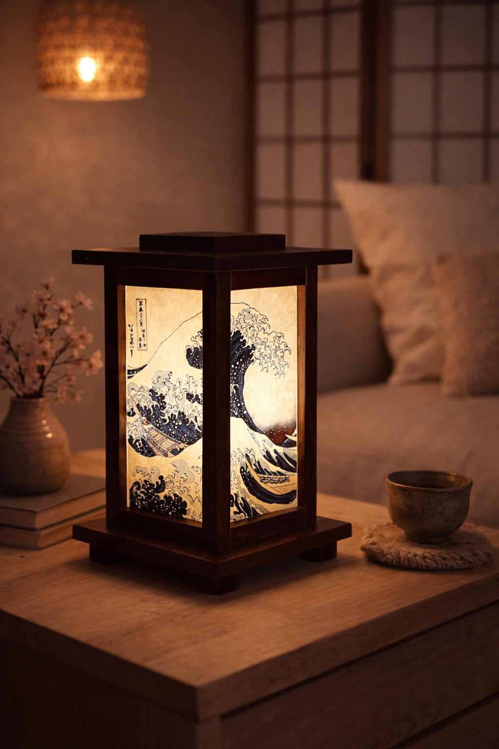 Lampade in Legno  "Onda di Kanagawa"