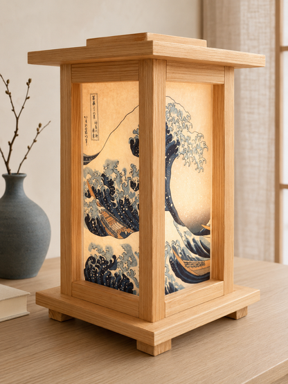 Lampade in Legno  "Onda di Kanagawa"