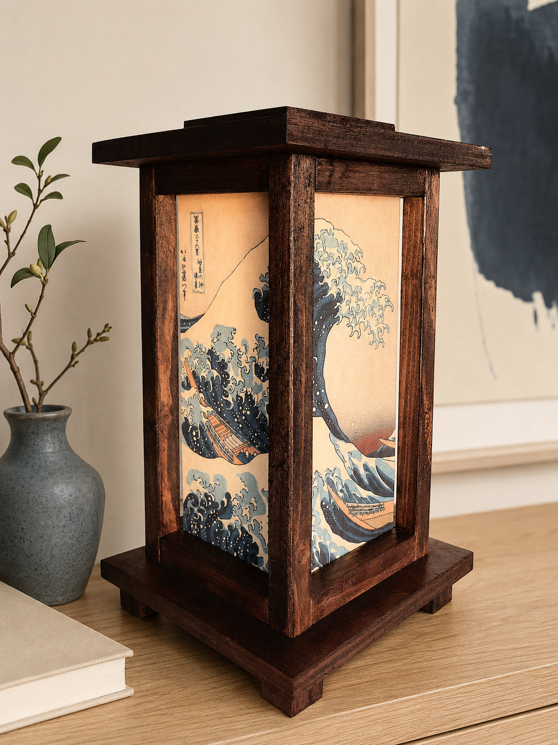 Lampade in Legno  "Onda di Kanagawa"