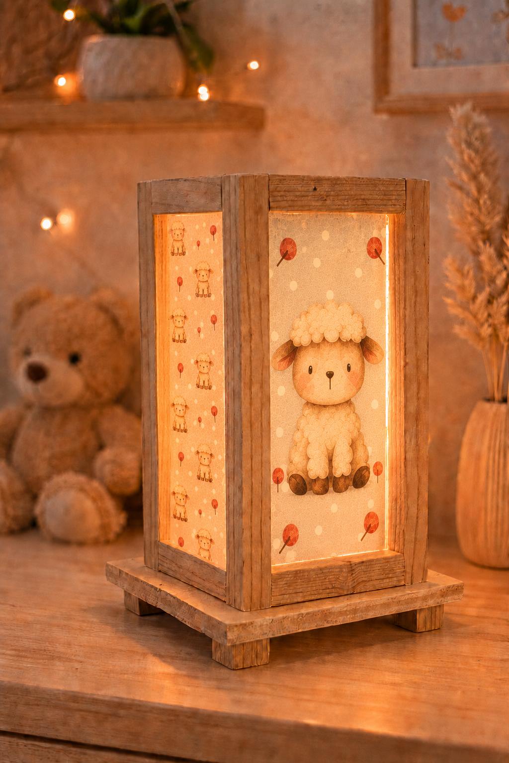 Lampada in legno Animali della Fattoria
