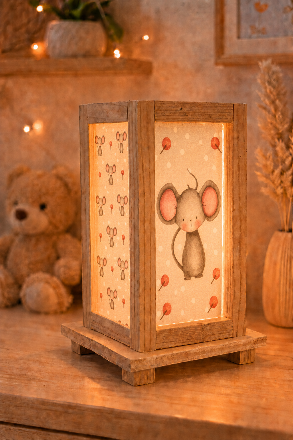Lampada in legno Animali della Fattoria