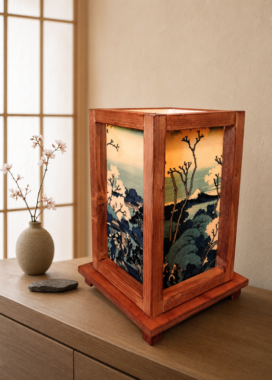 Lampade Giapponesi in legno Ciliegi di Hokusai