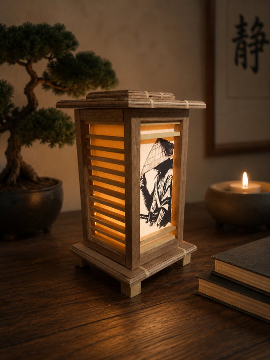 lanterna giapponese in legno stile kumiko