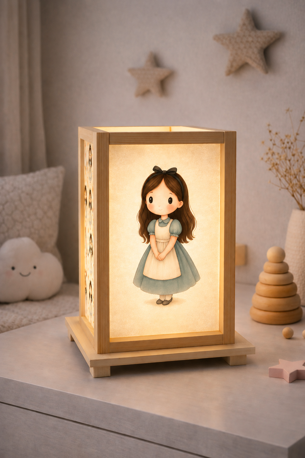 Lampade in Legno Alice nel Paese delle Meraviglie